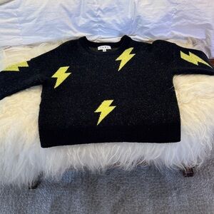 Black Sweater with Yellow Lightning Bolts